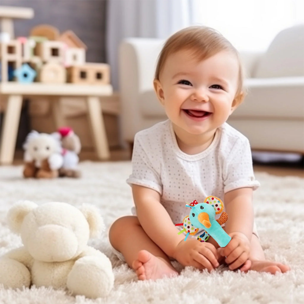 Tarmeek Baby Soft Rattles Shaker Teething for 0-6 Months Newborn,Infant Developmental Hand Grip Baby Cute Stuffed Animal Doll for 6-12 Months Toddlers,Birthday Gifts for Kids