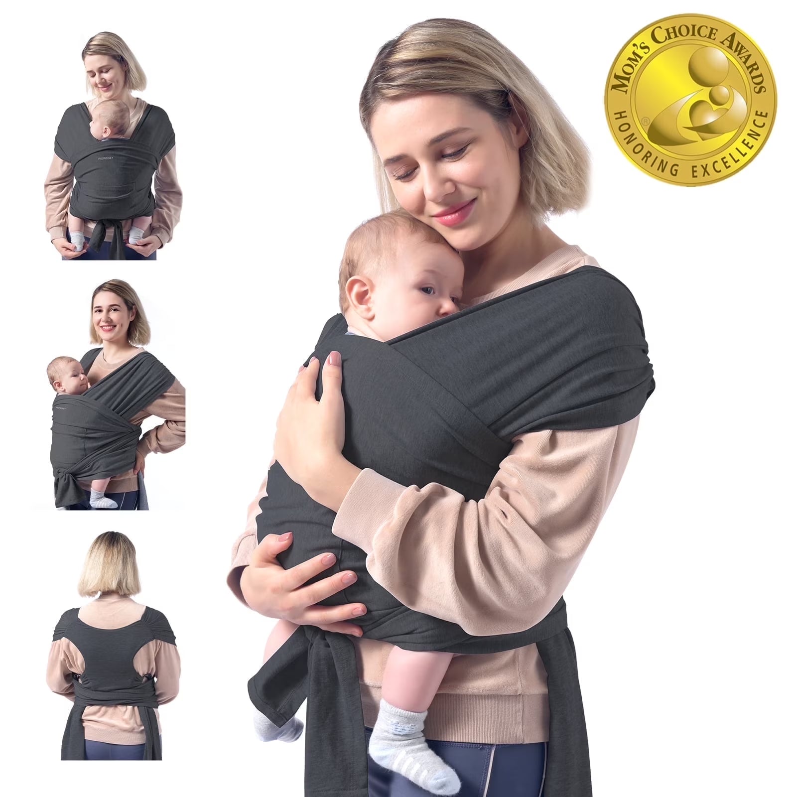 Baby Wrap Carrier, Easy to Wear Infant Carrier Slings, Lightweight Adjustable Hands Free Baby Sling, for Newborn to Toddler 8-35 Lbs