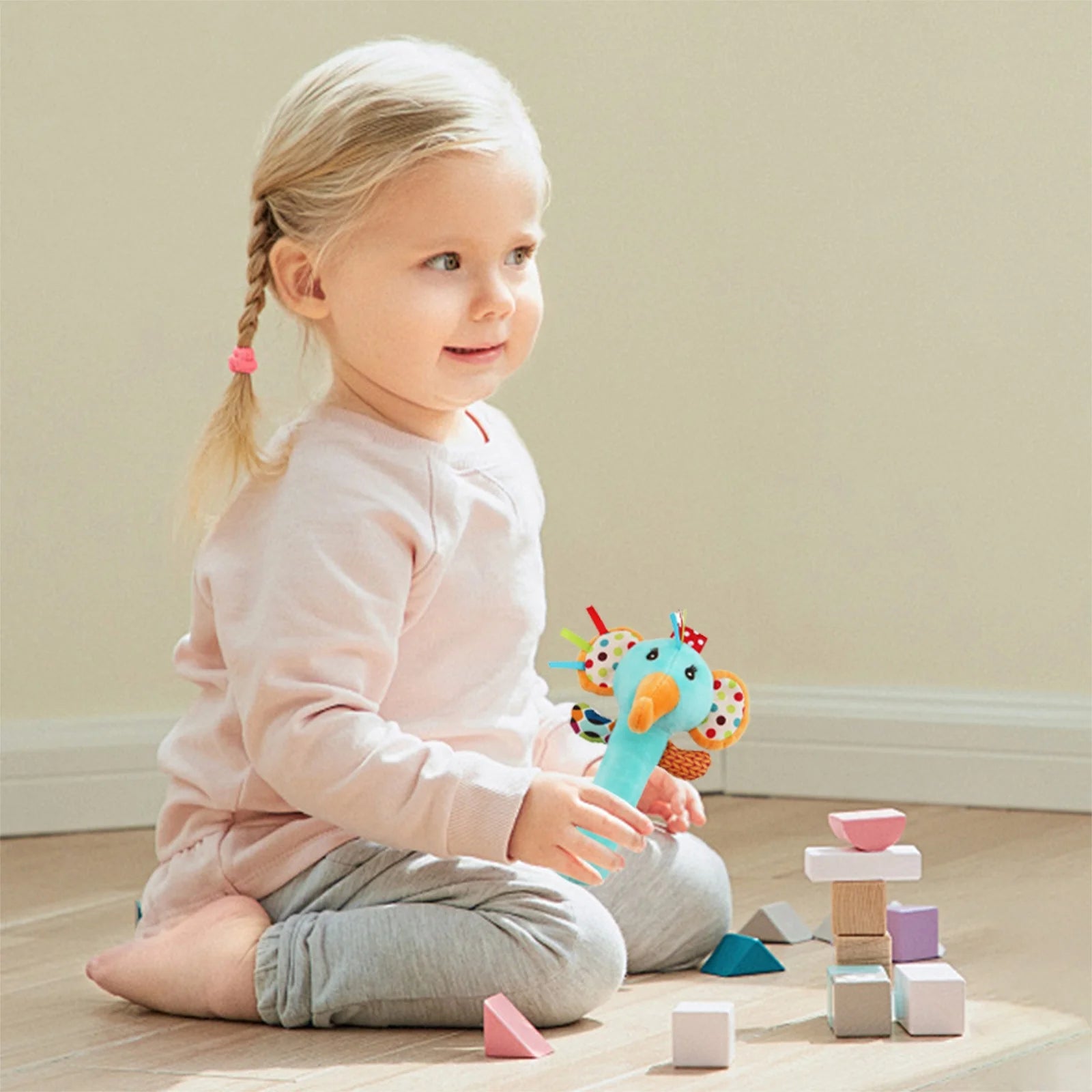 Tarmeek Baby Soft Rattles Shaker Teething for 0-6 Months Newborn,Infant Developmental Hand Grip Baby Cute Stuffed Animal Doll for 6-12 Months Toddlers,Birthday Gifts for Kids
