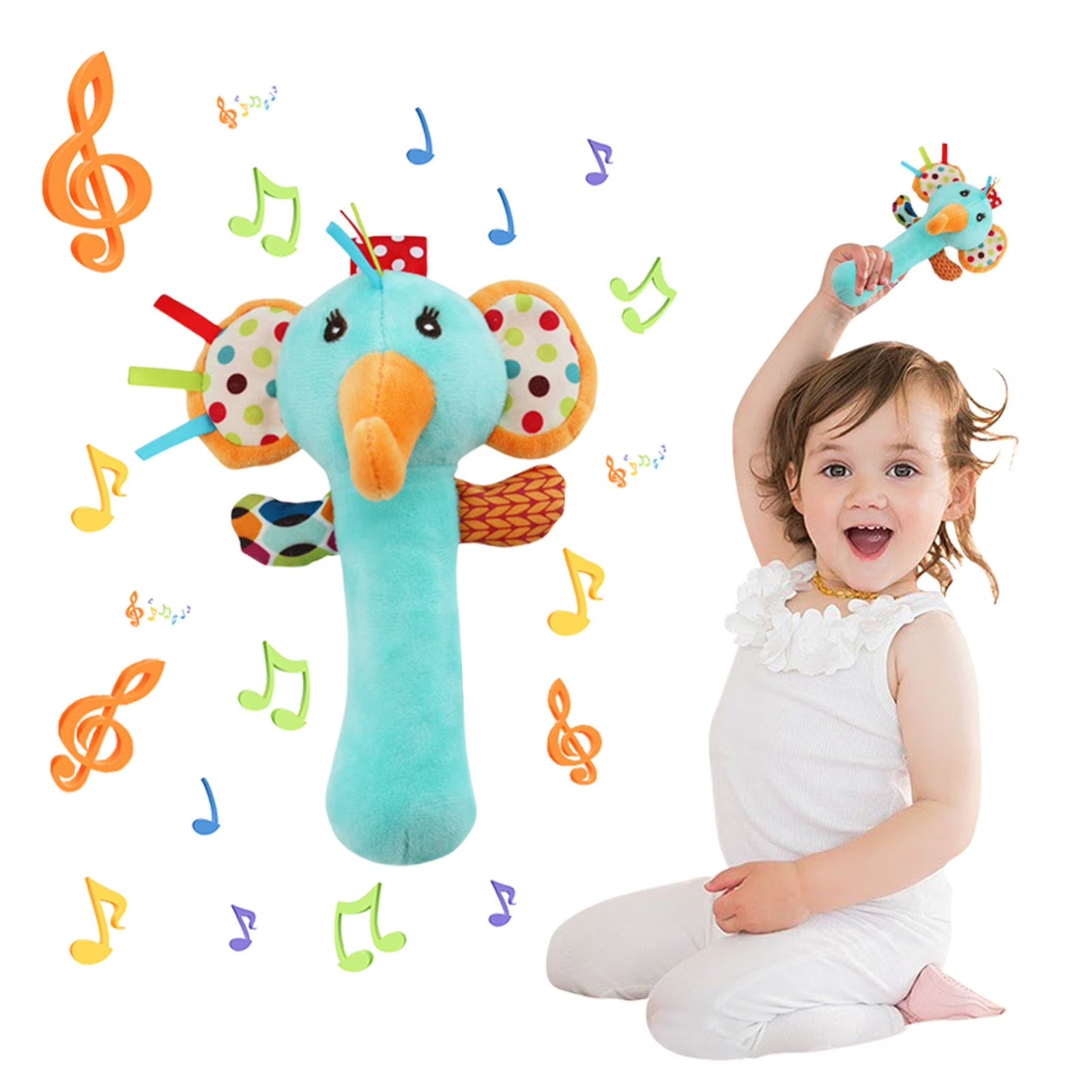 Tarmeek Baby Soft Rattles Shaker Teething for 0-6 Months Newborn,Infant Developmental Hand Grip Baby Cute Stuffed Animal Doll for 6-12 Months Toddlers,Birthday Gifts for Kids
