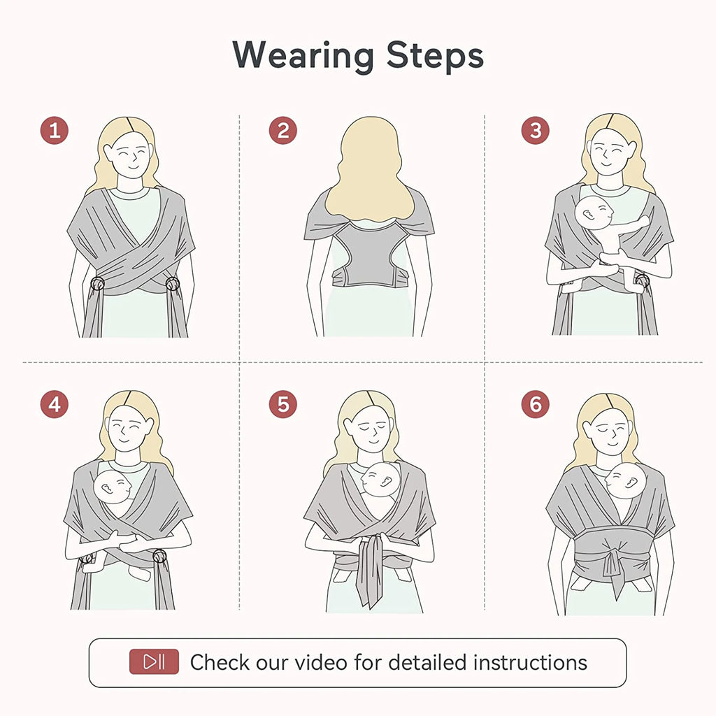 Baby Wrap Carrier, Easy to Wear Infant Carrier Slings, Lightweight Adjustable Hands Free Baby Sling, for Newborn to Toddler 8-35 Lbs