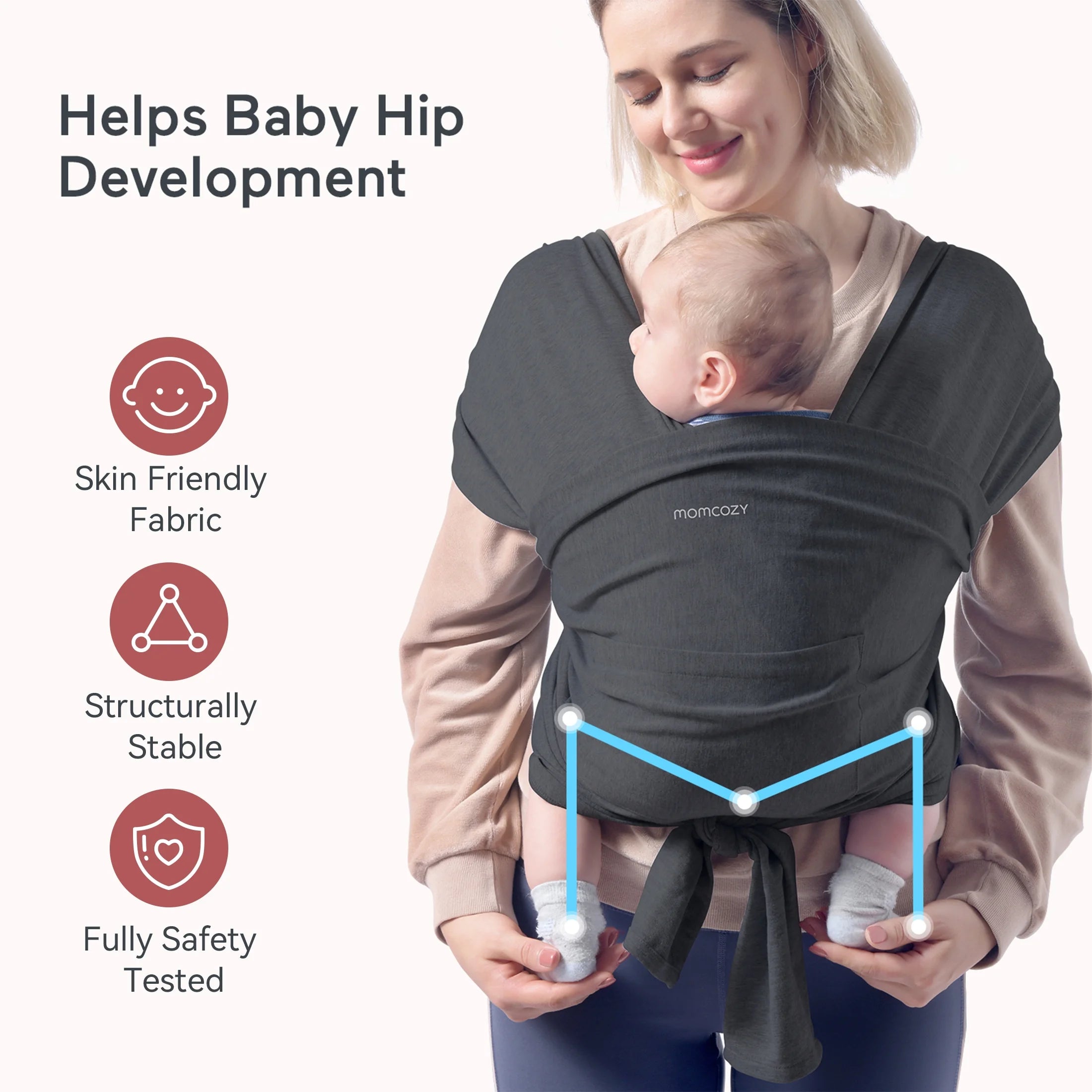 Baby Wrap Carrier, Easy to Wear Infant Carrier Slings, Lightweight Adjustable Hands Free Baby Sling, for Newborn to Toddler 8-35 Lbs